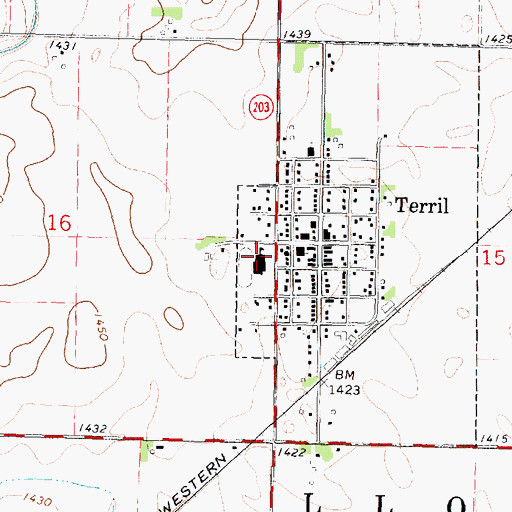 Topographic Map of Graettinger - Terril Elementary School, IA