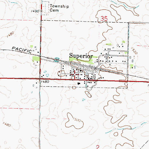 Topographic Map of Superior Post Office, IA