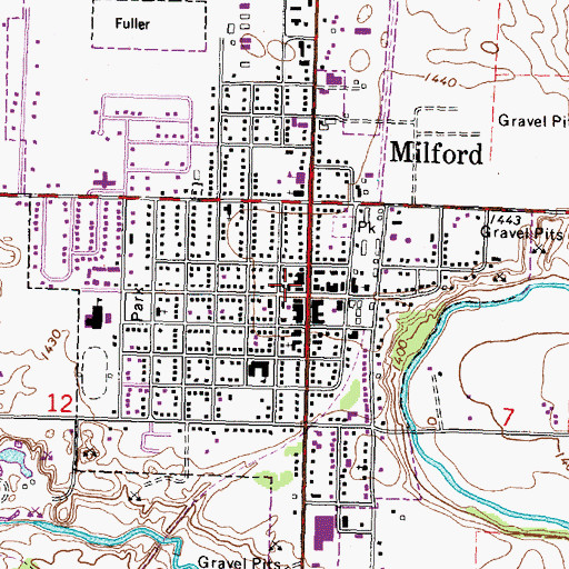 Topographic Map of Milford Memorial Library, IA