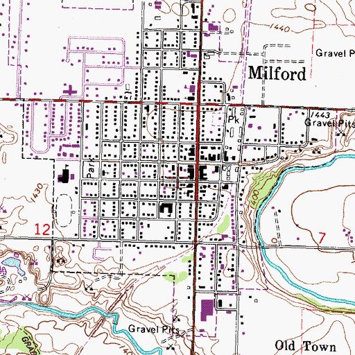 Topographic Map of Milford Post Office, IA