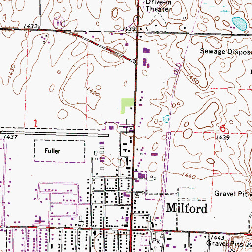 Topographic Map of Milford Baptist Church, IA
