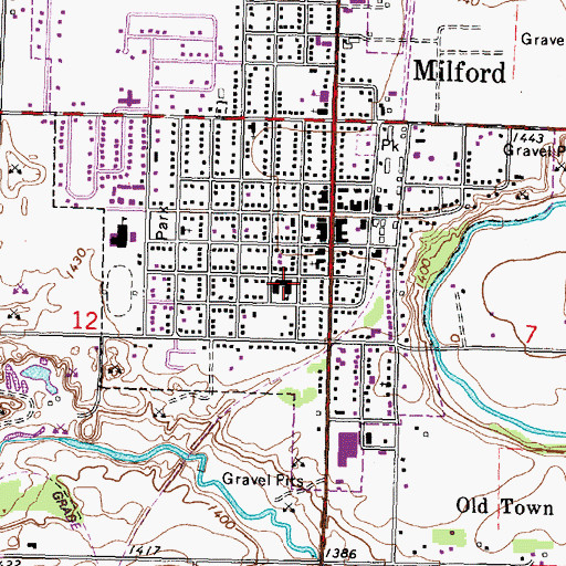 Topographic Map of Okoboji Elementary School, IA