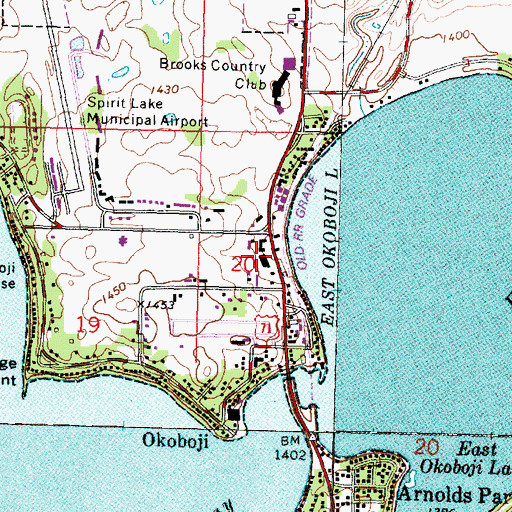 Topographic Map of Okoboji Post Office, IA