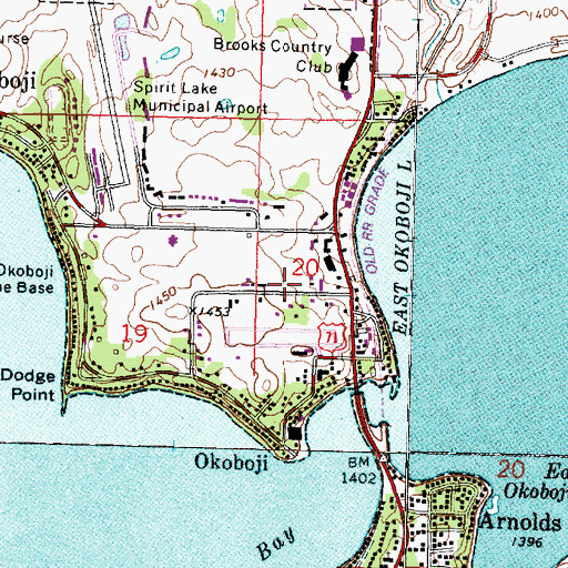 Topographic Map of Okoboji Police Department, IA