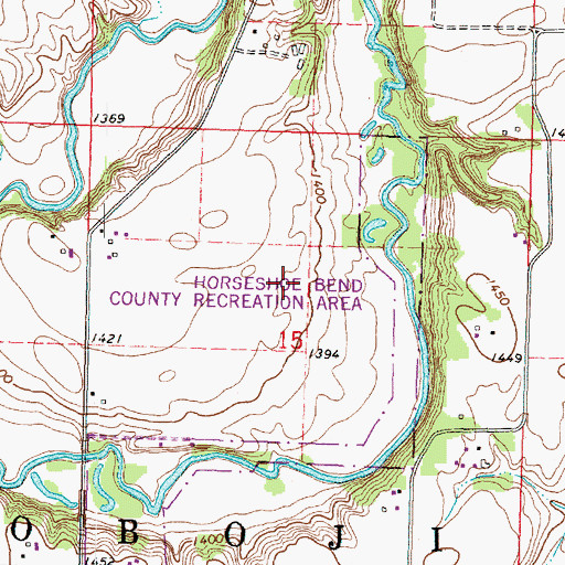 Topographic Map of Horseshoe Bend County Recreation Area, IA
