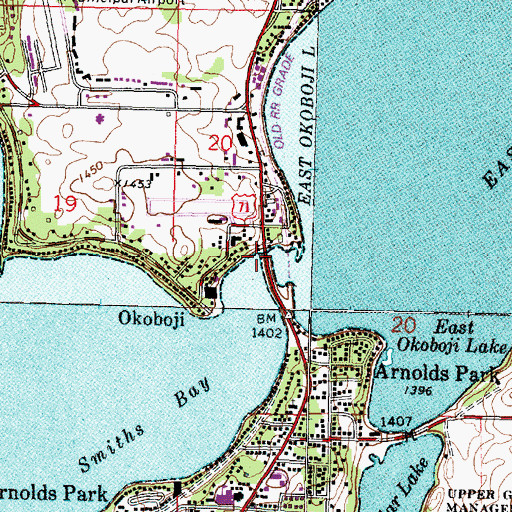 Topographic Map of Okoboji Bridge, IA