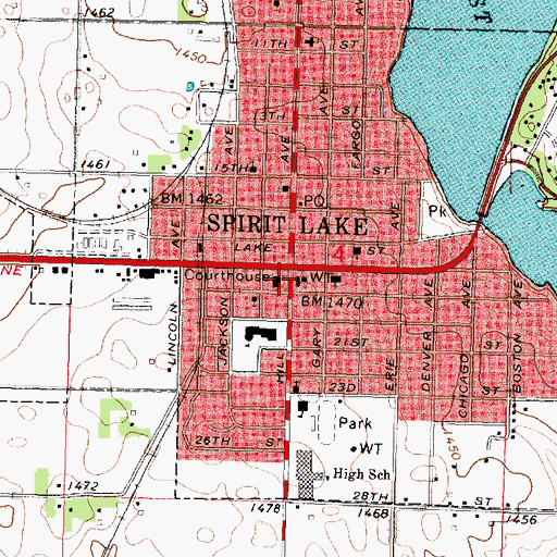 Topographic Map of Stockade Protection from Indians Historical Marker, IA