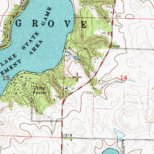 Topographic Map of Howe Cabin Historical Marker, IA