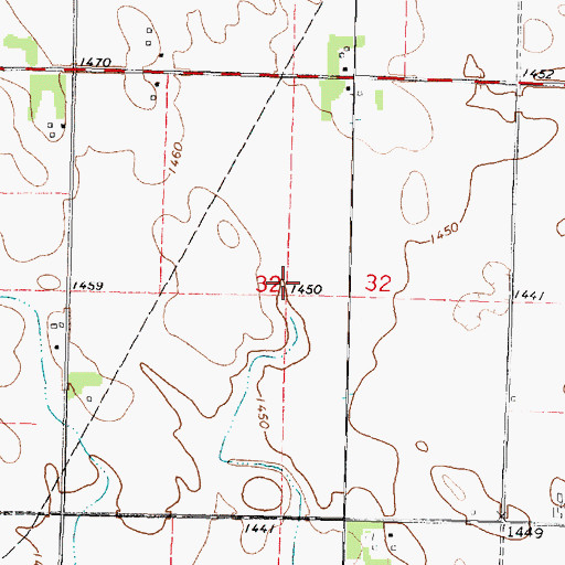 Topographic Map of Richland Cemetery (historical), IA