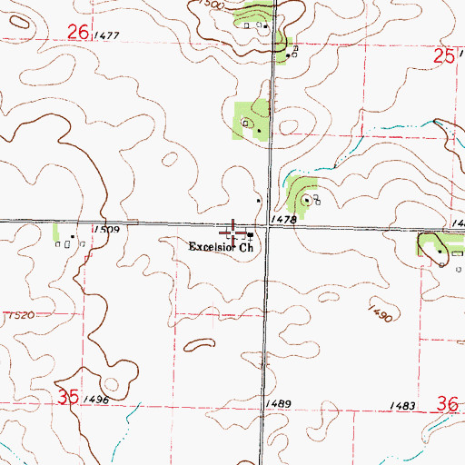 Topographic Map of Excelsior Township Cemetery, IA