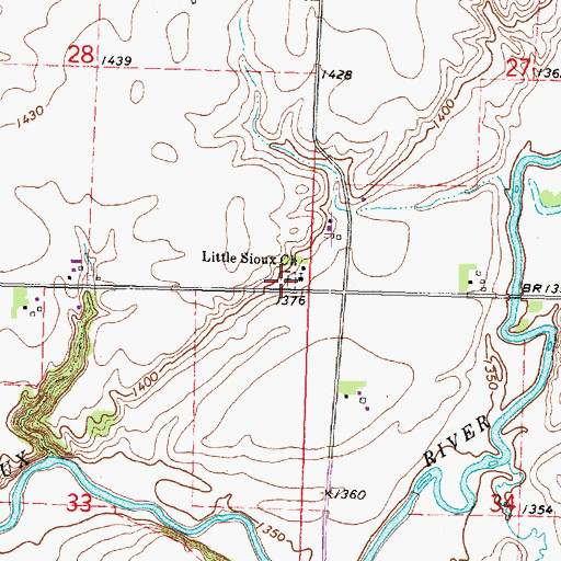 Topographic Map of Little Sioux Lutheran Cemetery, IA