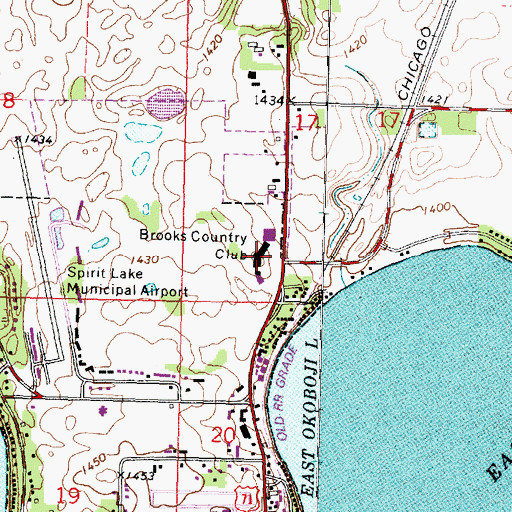Topographic Map of Village East Resort, IA