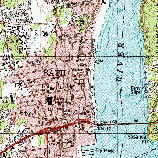 Topographic Map of Bath Alliance Church, ME