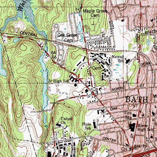 Topographic Map of Bath Middle School, ME