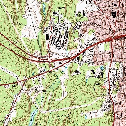 Topographic Map of Bath Shopping Center, ME
