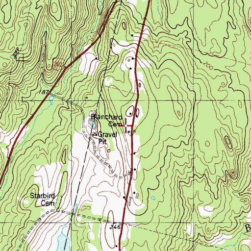 Topographic Map of Blanchard Cemetery, ME