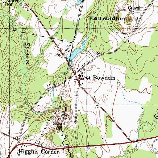 Topographic Map of Bowdoin Post Office, ME
