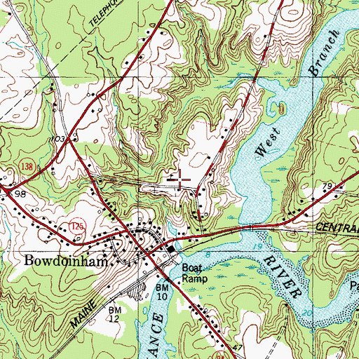 Topographic Map of Bowdoinham Community School, ME