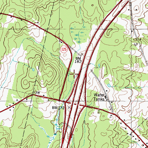 Topographic Map of Bowdoinham Post Office, ME