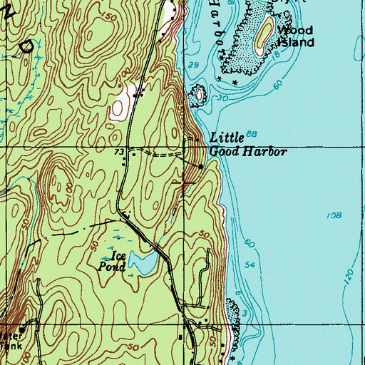 Topographic Map of Camp Sequin, ME