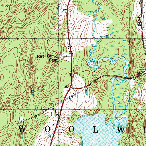 Topographic Map of Center Church, ME
