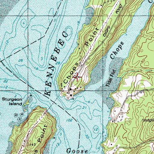 Topographic Map of Chop Point Camp, ME