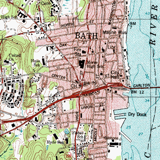 Topographic Map of Church of the Nazarene, ME