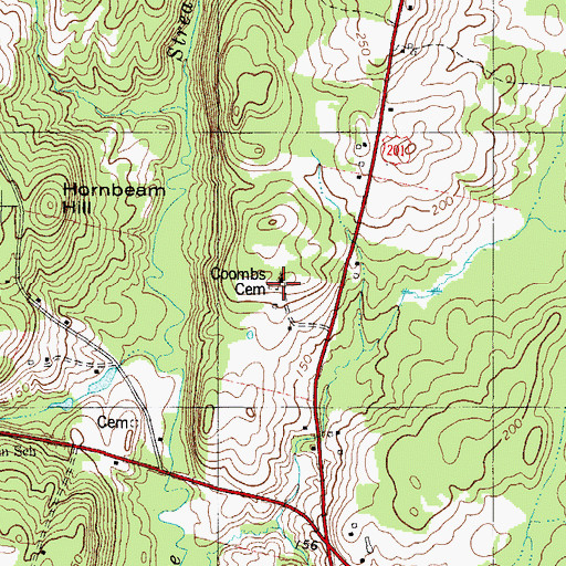 Topographic Map of Coombs Cemetery, ME
