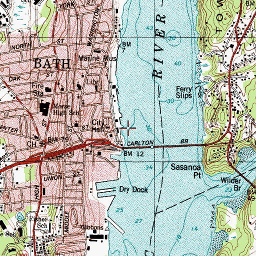 Topographic Map of Davenport Memorial Building, ME