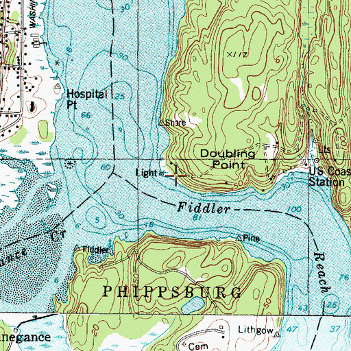 Topographic Map of Doubling Point Light Station, ME