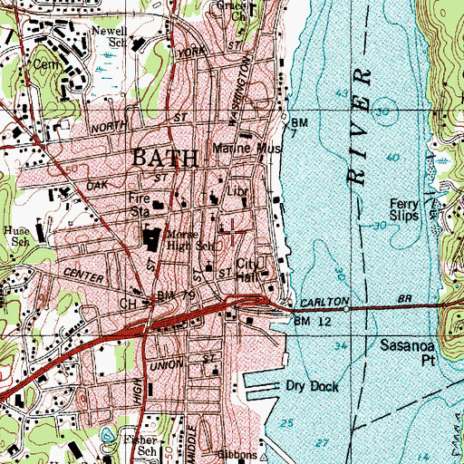 Topographic Map of First Baptist Church, ME