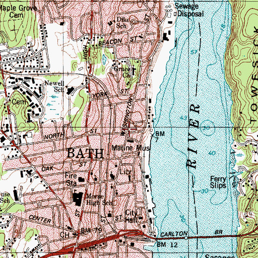 Topographic Map of First Church of Christ Scientist, ME