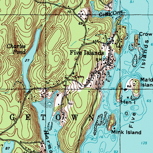 Topographic Map of Five Island Second Baptist Church, ME