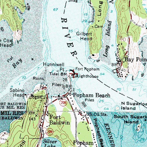 Topographic Map of Fort Popham (historical), ME
