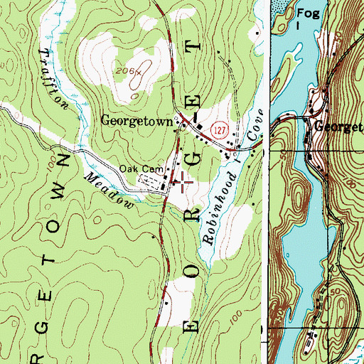 Topographic Map of Georgetown Central School, ME