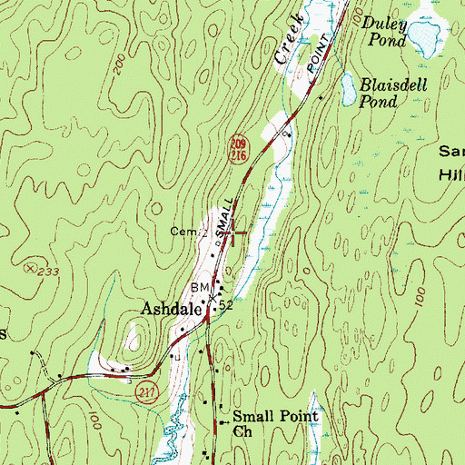 Topographic Map of Gilman and Bliston Cemetery, ME
