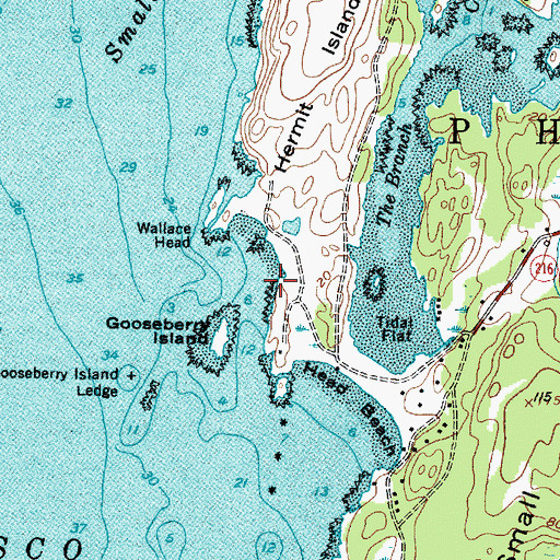 Topographic Map of Hermit Island Campground, ME