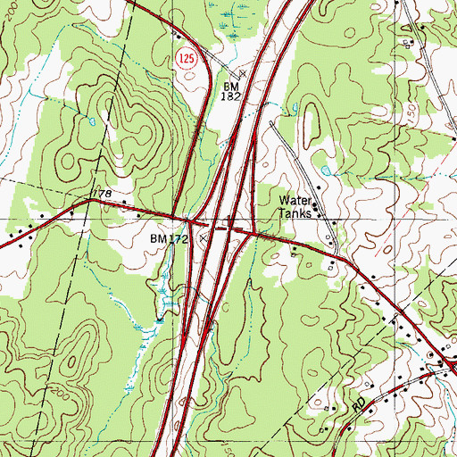 Topographic Map of Interchange 25, ME