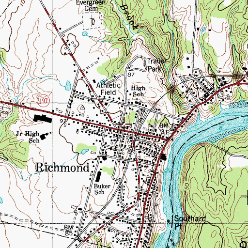 Topographic Map of Isaac F Umberhine Public Library, ME