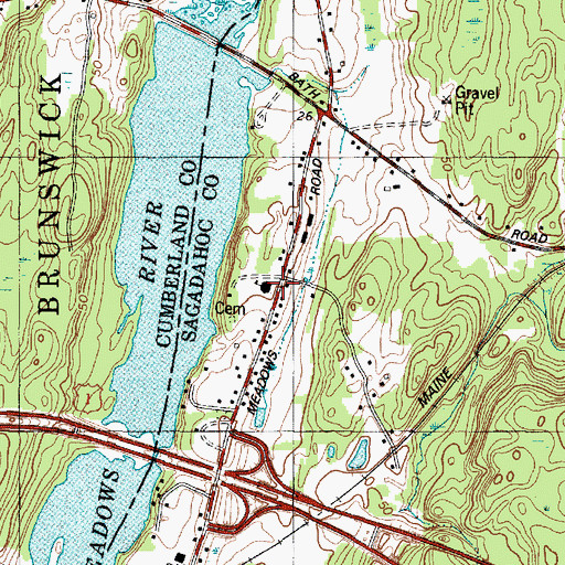 Topographic Map of Lowell School (historical), ME