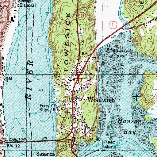 Topographic Map of Nequsset (historical), ME