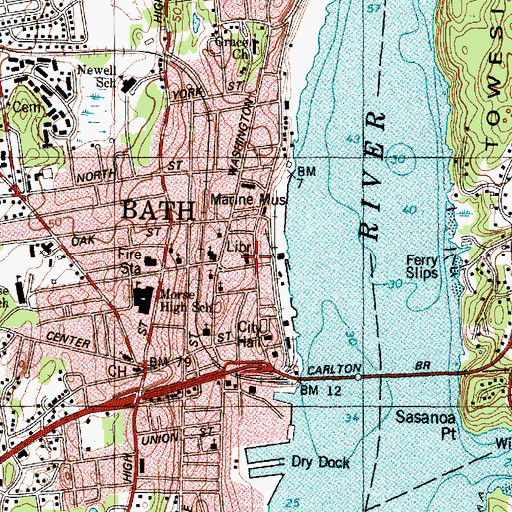 Topographic Map of Patten Free Library, ME