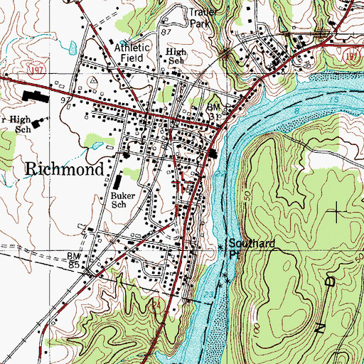 Topographic Map of Richmond Historic District, ME