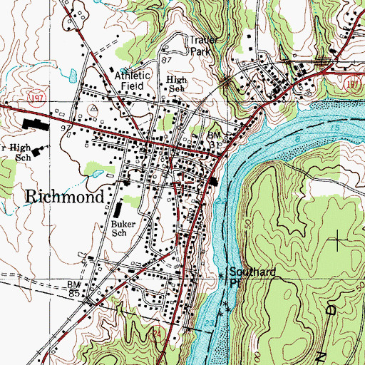 Topographic Map of Richmond Historical Society, ME