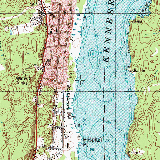 Topographic Map of Sewell House, ME