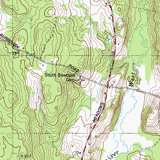 Topographic Map of South Bowdoin Cemetery, ME