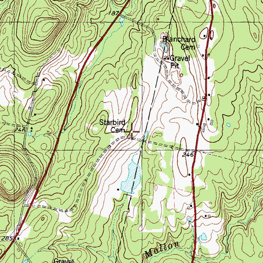 Topographic Map of Starbird Cemetery, ME