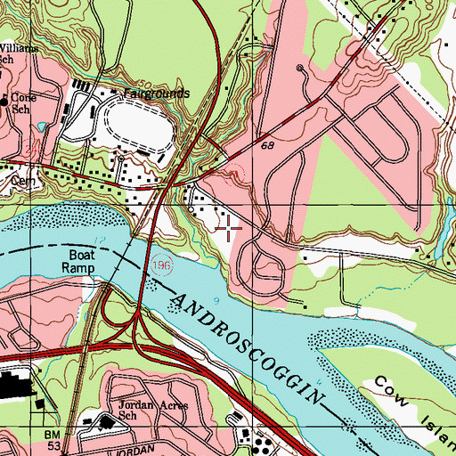 Topographic Map of Topsham Public Library, ME