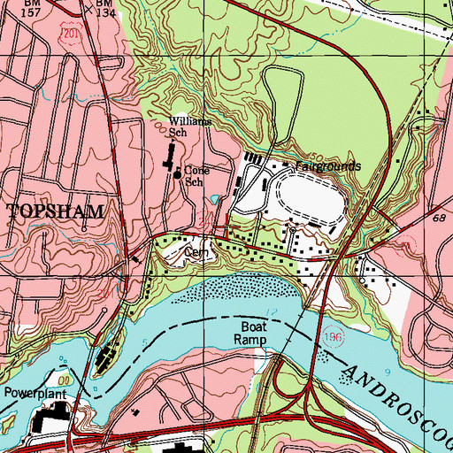 Topographic Map of Topsham Town Offices, ME