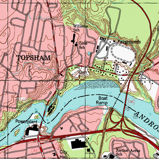 Topographic Map of United Baptist Church, ME